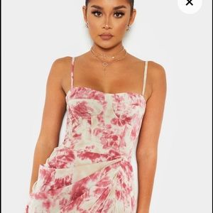 Pretty Little Things Fuschia Tie Dye Print Structured Corset Top